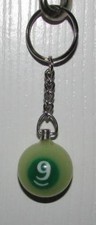 1 Inch Number 9 NINE LUMINOUS Mini POOL BALL Billiard Snooker KEYCHAIN Ring NEW