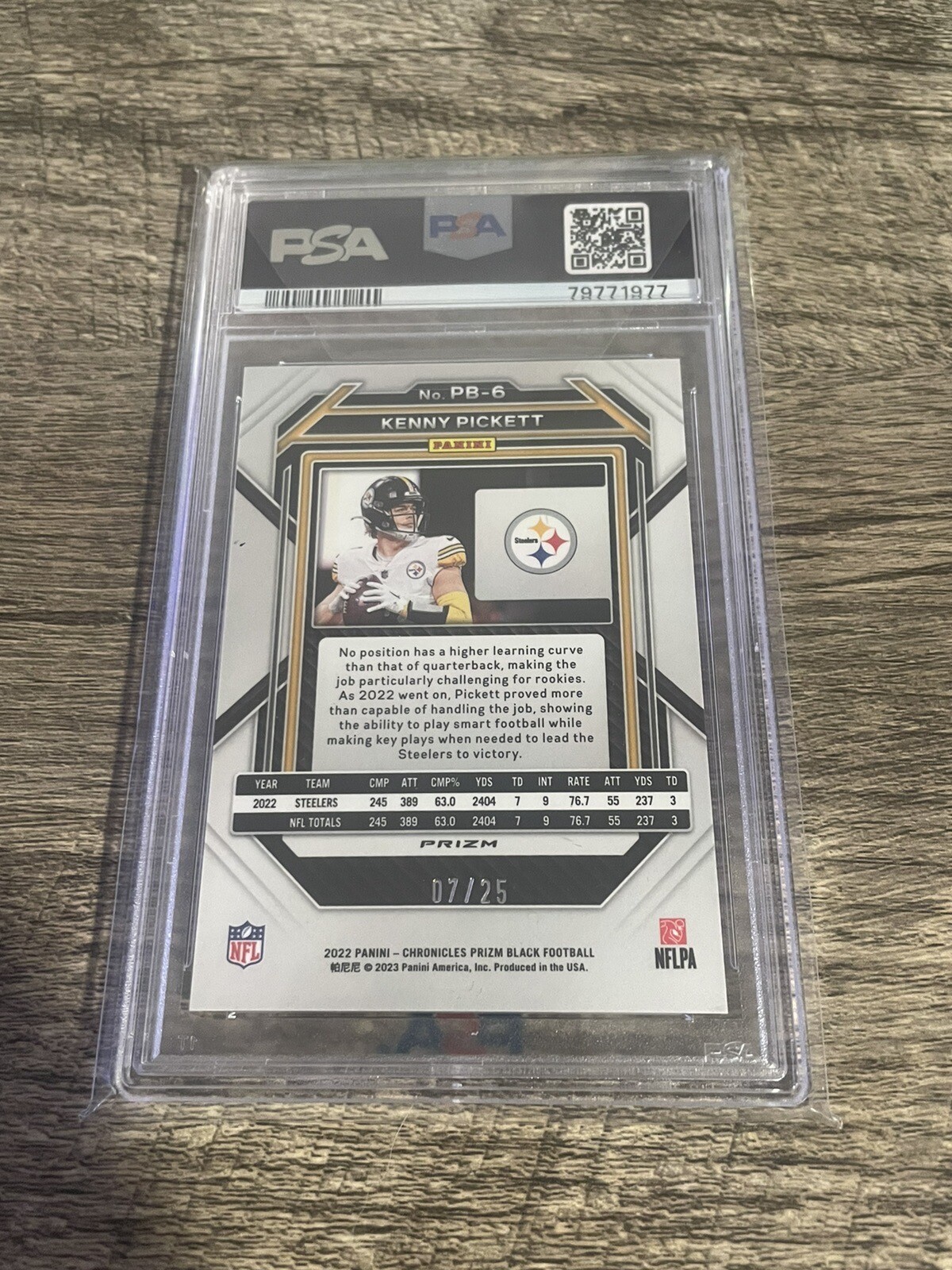 Kenny Pickett 2022 Panini Prizm Black Blue /25 Rookie PB6 Steelers