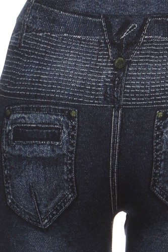 Damas Moda Cintura Alta Floral Leggings M Azul Denim Ajustado Pierna Elastizada - Imagen 5 de 34