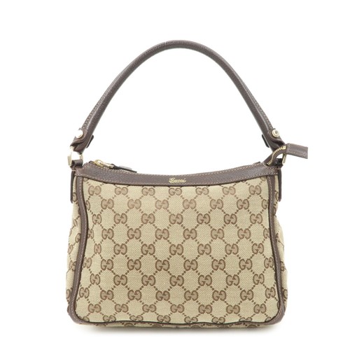 GUCCI GG Canvas Shoulder Bag Hand Bag Beige Brown 146244 Authentic Used