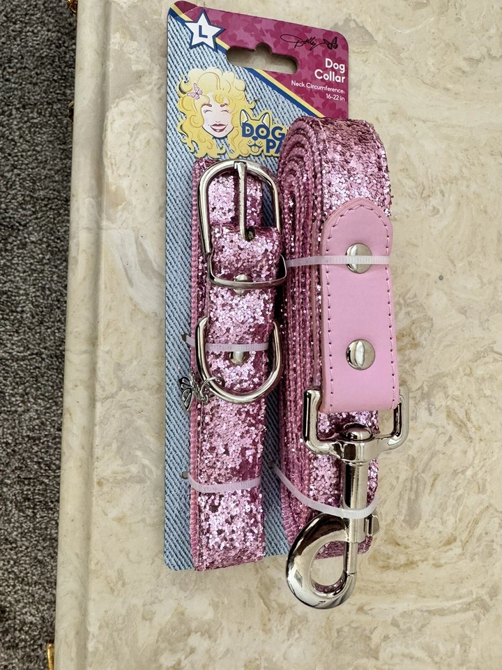 Dolly Doggy Parton collar de perro y correa grande combo rosa ¡NUEVO! Foto 3 de 3