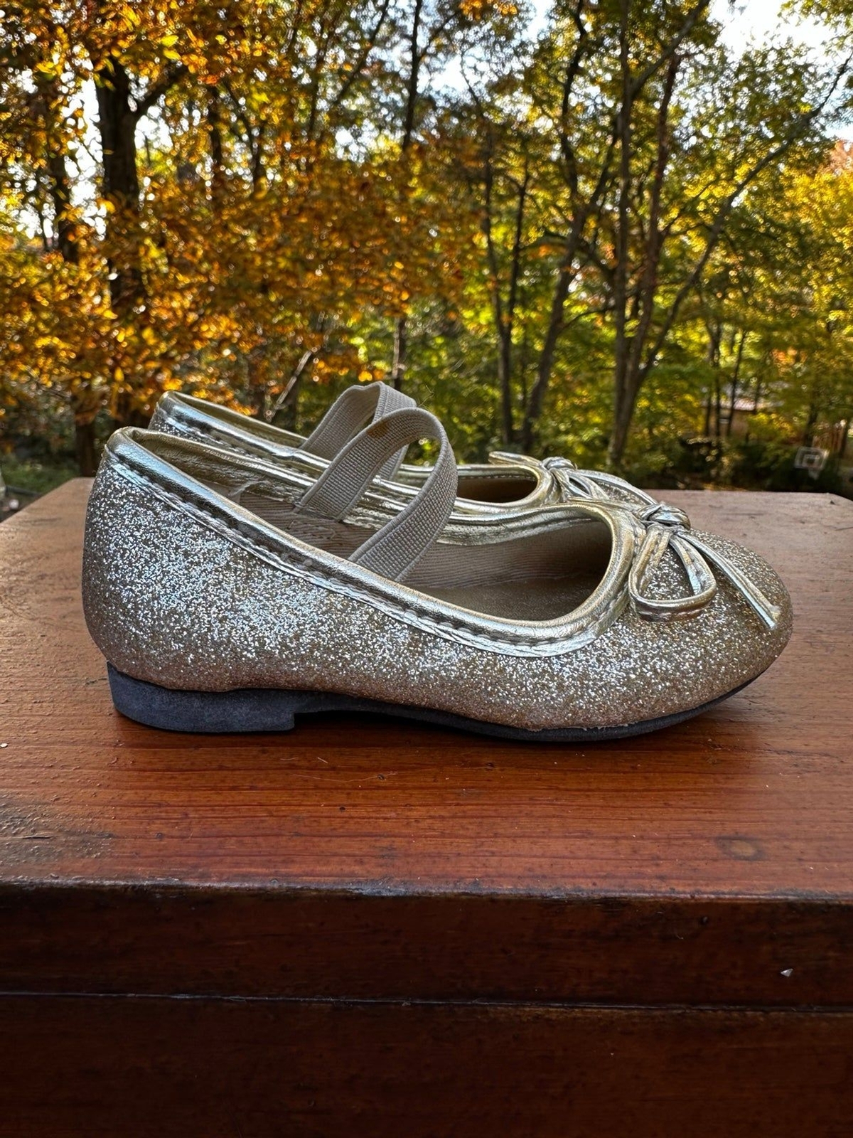 Sz 4 Gold glitter dress shoes eBay