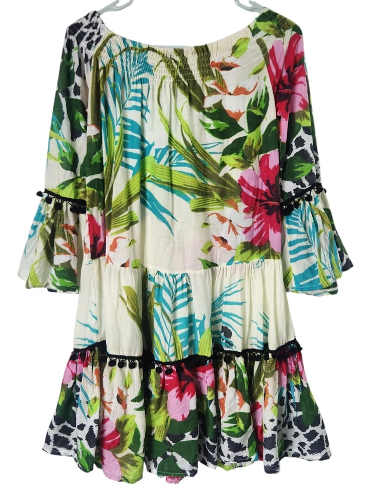 Vestido túnica floral 100 % algodón Debbie Katz South Beach para mujer M Beach Foto 2 de 4