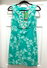 NWT Lilly Pulitzer Adelia Dress Beaded Lagoon Green Birds & Bees sz 0 $278