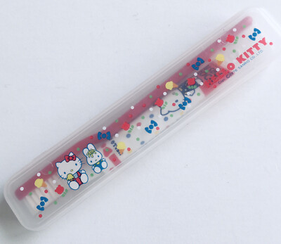 New Vintage Sanrio 1976 Hello Kitty Toothbrush Travel Set Case with Toothpaste