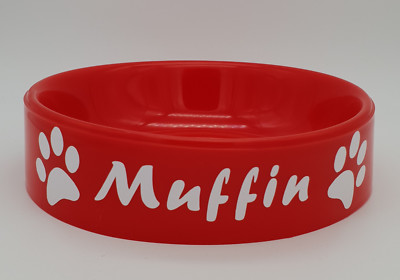 BNWT Unbranded Personalised Name Red Small Round Dog Bowl 17cm