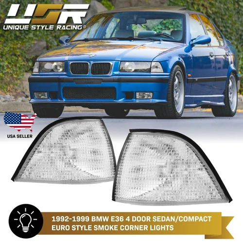 Euro Clear Lens Corner Signal Light For 92-98 BMW E36 3D 318ti / 4D Sedan