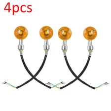 6 volt Motorcycle Scooter Turn Signals Chrome With Amber Lens 4 piece