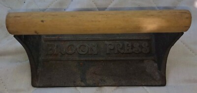 Vintage Cast Iron Bacon Press With Pig Design