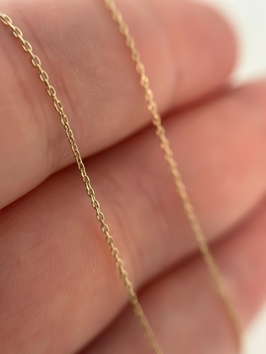 14k SOLID Gold Cable Chain 0.5mm Thin Necklace Adjustable 16", 17" & 18", Boston - Picture 7 of 12