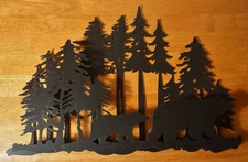 18" BLACK BEAR & CUBS METAL SCULPTURE SIGN Forest Rustic Lodge Cabin Home Decor