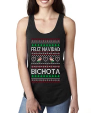 Feliz Navidad Bichota Ladies Racerback Tank Top