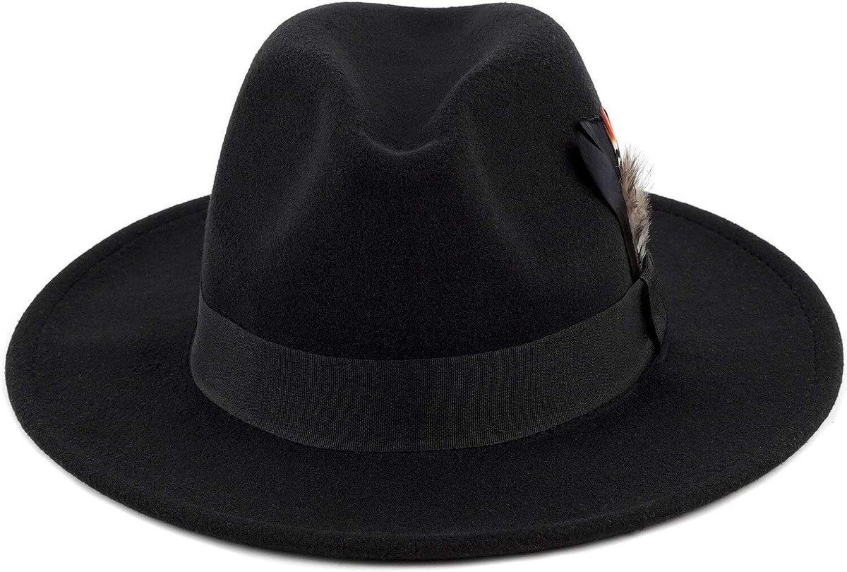 FSIDEA ハットFedora Hat FADACHY Classic Fedora Hats for Men & Women Wide Brim Medium-Large
