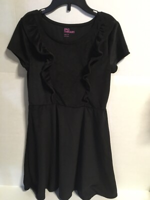 Epic Threads Girls Medium Black Velvet Dress Ruffle Detail Party NWT
