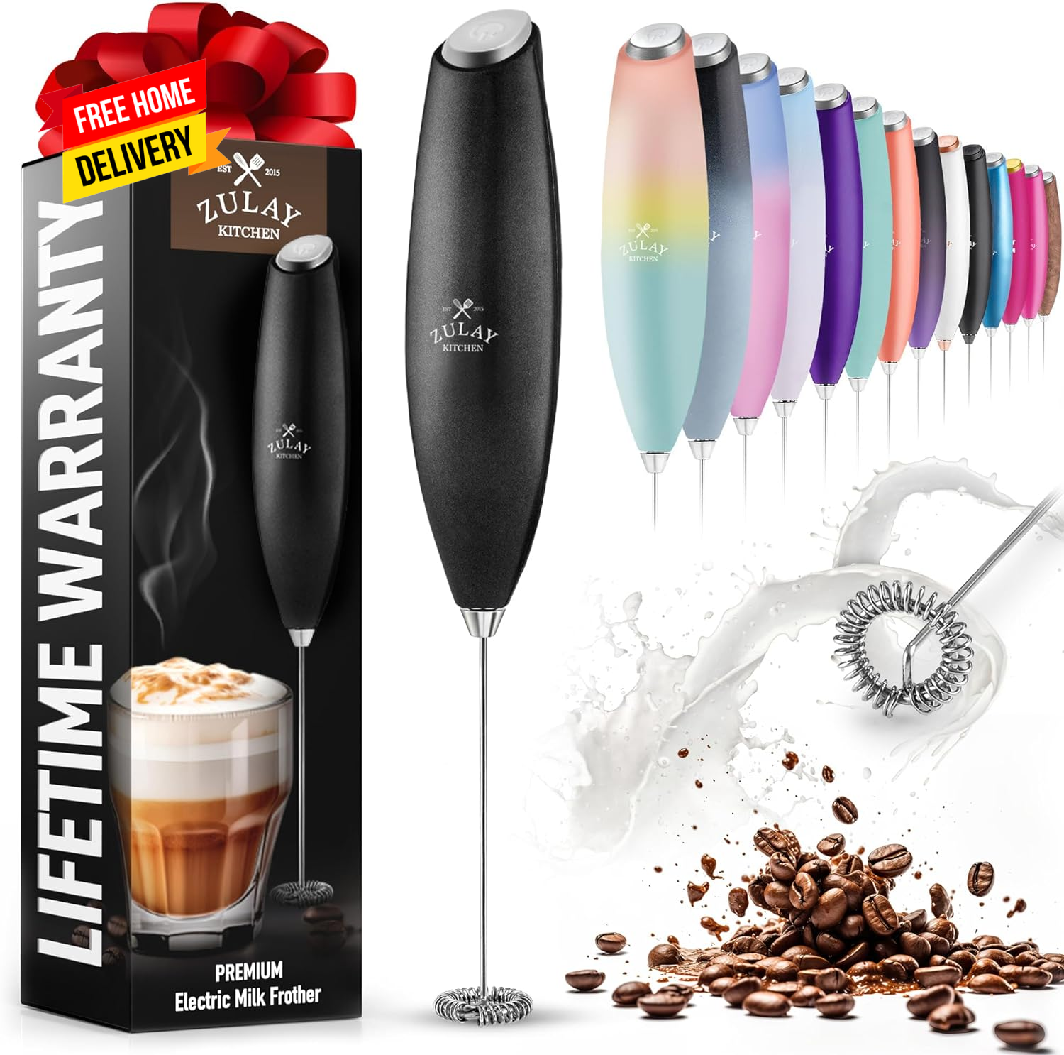 Milk Frother Wand Drink Mixer - Durable Handheld Milk Frother Electric Whisk - E-image