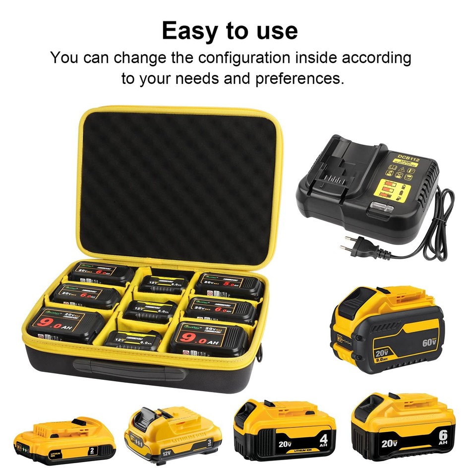 Extra Large Battery Storage Holder Case for Dewalt 20V 60V 12V 18V Max