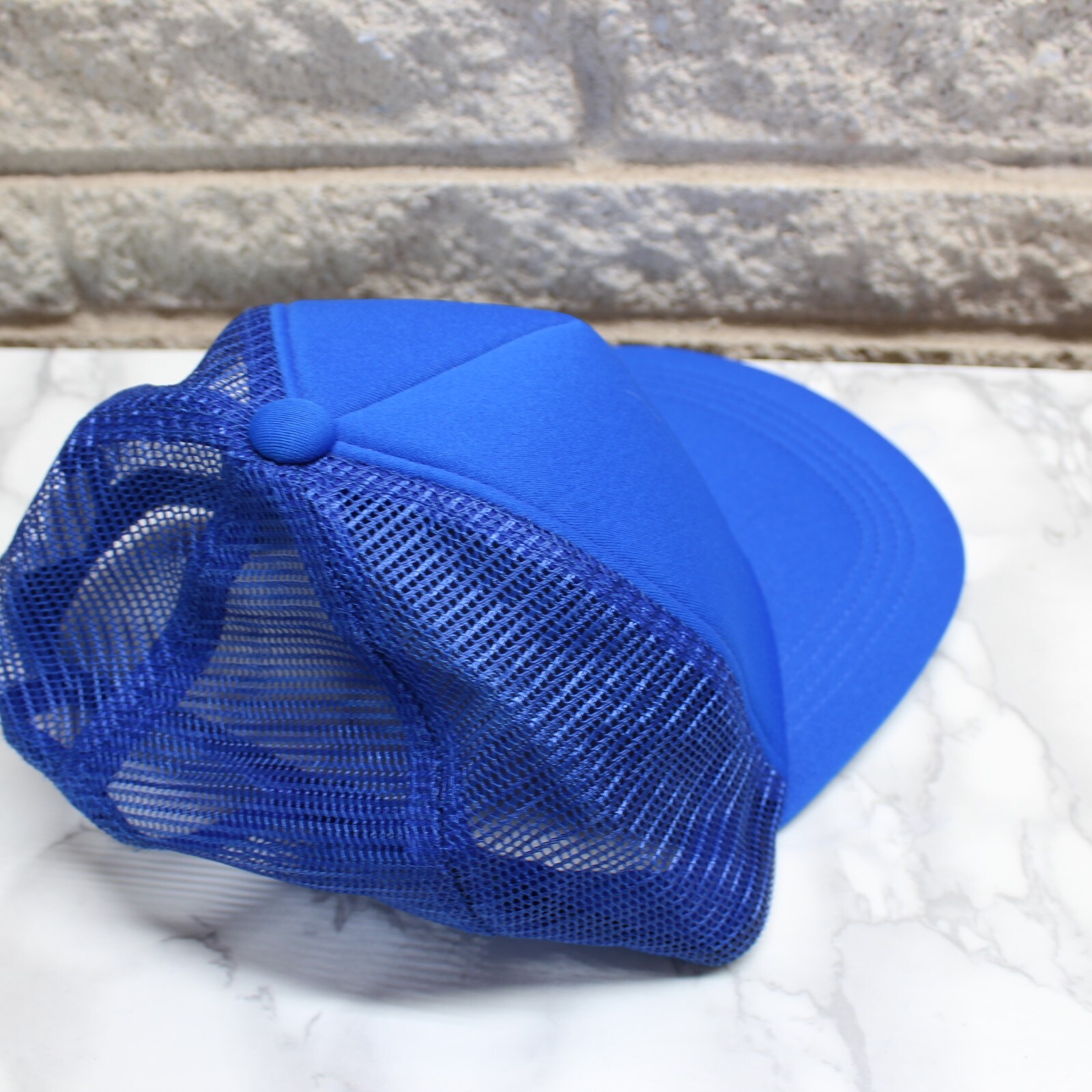 Solid Blue Trucker Ball Cap Hat Snapback - image 5