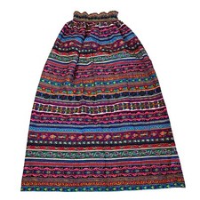Vintage 1960s 70s Full Length Handmade Skirt Elastic Waist XS Hippie Boho