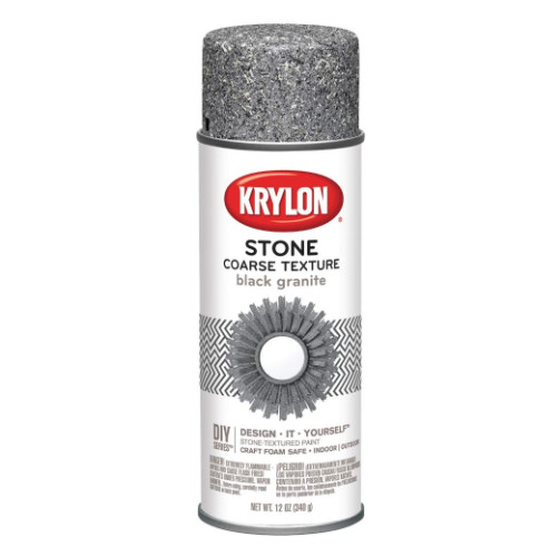 Krylon K18201 Coarse Stone Texture Finish Spray Paint, Black Granite, 12 Ounce