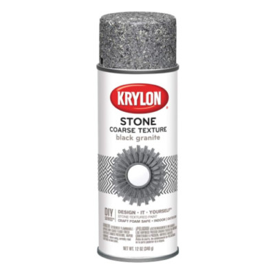 Krylon K18201 Coarse Stone Texture Finish Spray Paint, Black Granite, 12 Ounce