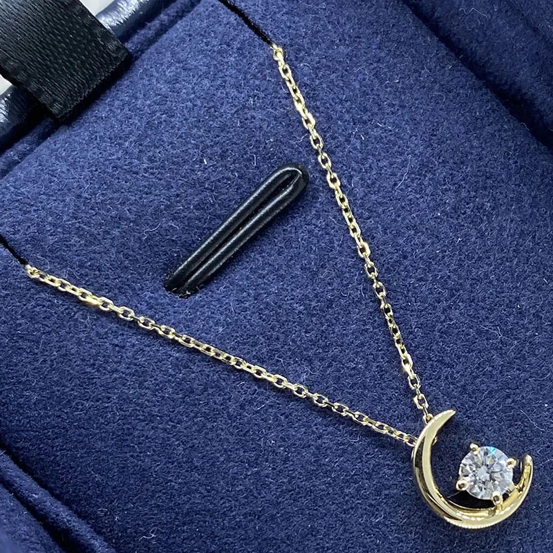 Collar colgante de diamantes cultivados en laboratorio lunar de 0,18 quilates E VS1 EN MUY BUEN ESTADO IGI de oro rosa macizo de 14 quilates Foto 2 de 4