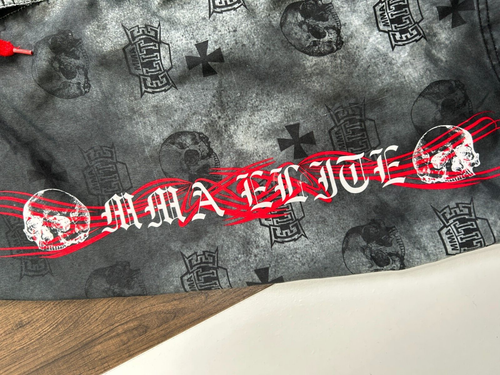 MMA Elite Mens Size M Gray Smoke Skull Iron Cross Pattern Shorts Drawstring - Picture 2 of 10