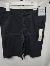 Boys Size 16 Flat Front Chino Shorts Black, Adjustable Waist - Cat And Jack