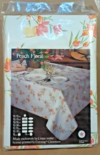 Lintex CORELLE Peach Floral Picnic Tablecloth 52" X 70" NOS Sealed