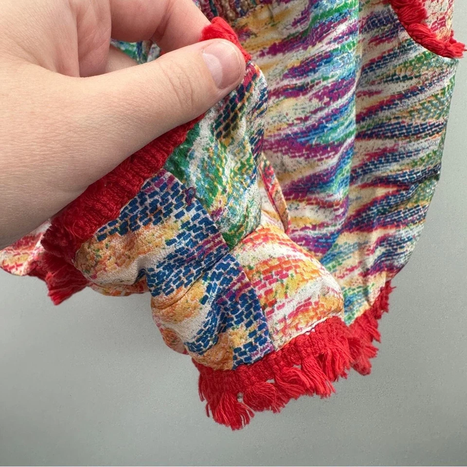 Mameluco Charlie Jade 100% Seda Multicolor Estampado Ikat Sin Tirantes Talla S Foto 3 de 4