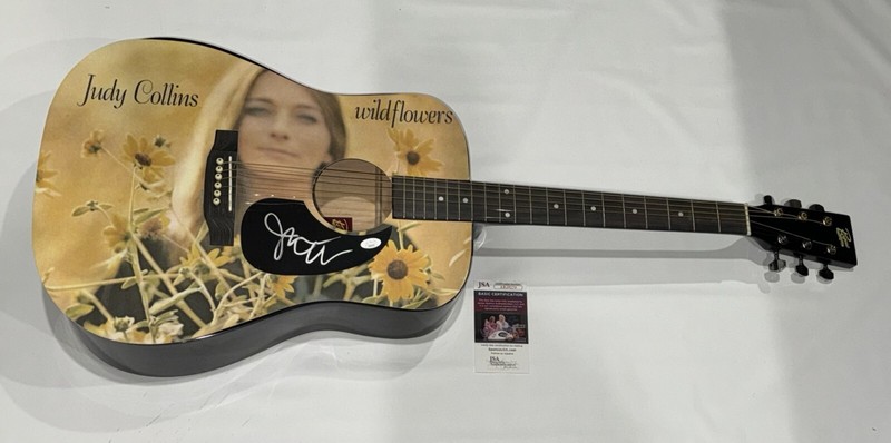 JUDY COLLINS SIGNED CUSTOM WILDFLOWERS ACOUSTIC GUITAR JSA COA