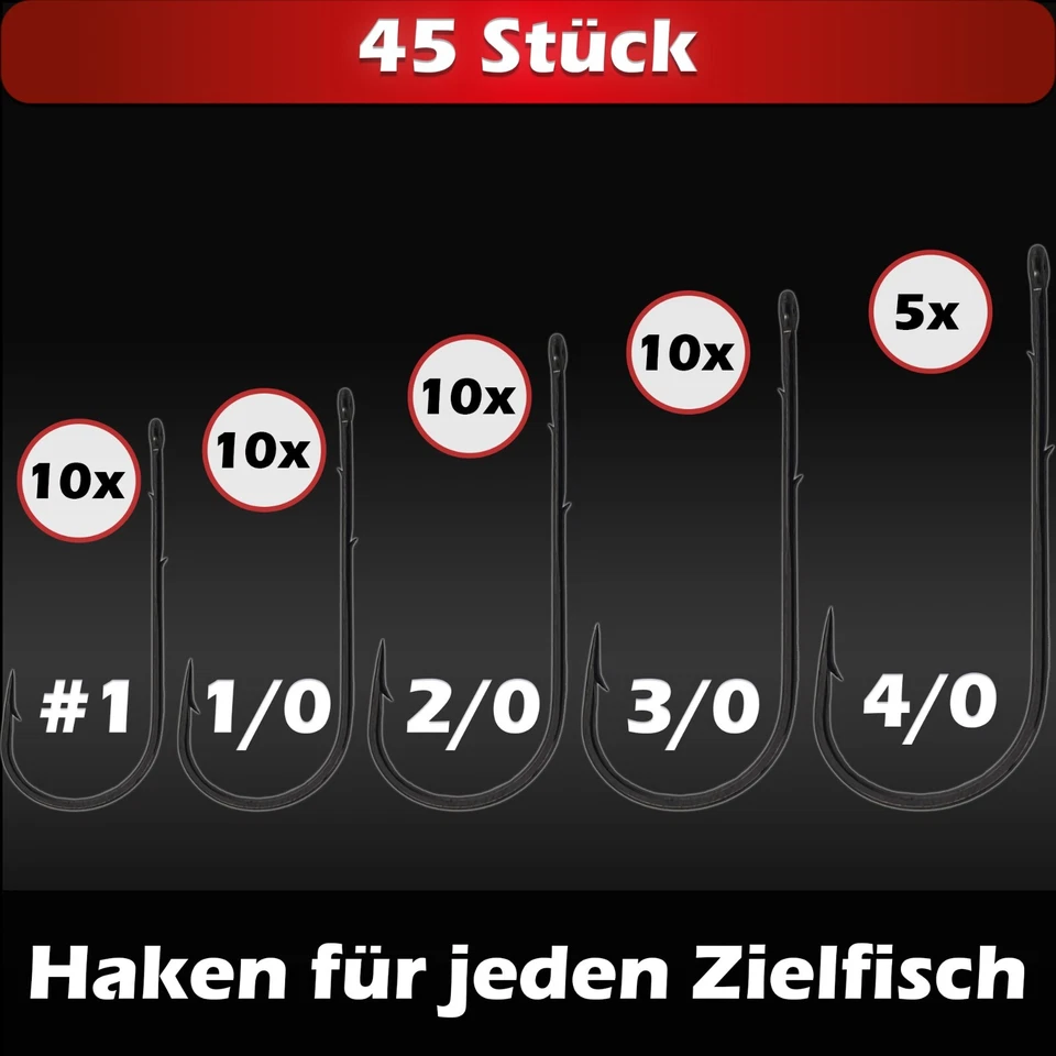 Paradox Fishing Cheburashka Haken Set 45 Stück I #1 1/0 2/0 3/0 4/0 mit Öhr - Bild 3 von 4