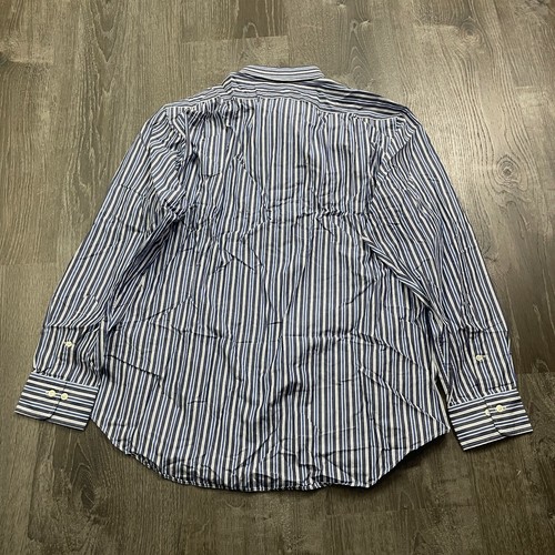 Polo Ralph Lauren Para Hombre Botón Curham Azul Blanco a Rayas L/S Talla 16 1/2 34/35 - Imagen 4 de 4