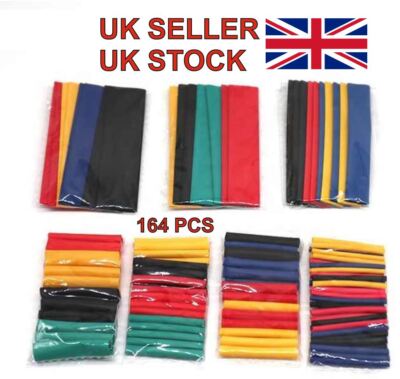 164 Stück verschiedene Farben Kabel Schrumpfschlauch Schlauch Wickelhülse 8 Größen UK