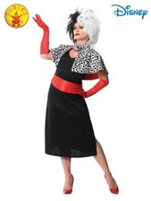 Cruella De Ville Vil Costume w WIG Adult Women Disney 101 Dalmatians EVIL Madame