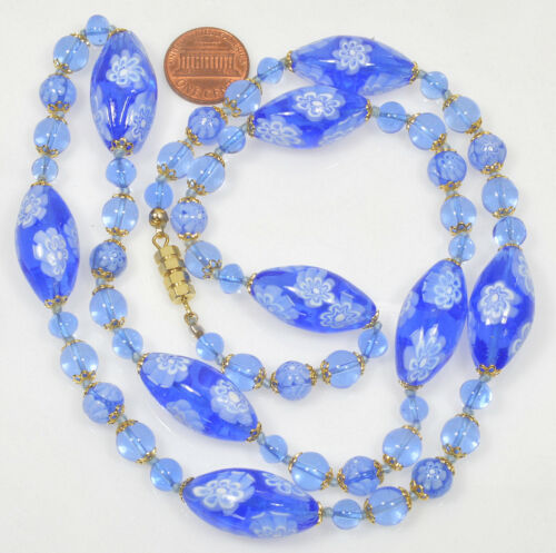COLLAR DE CUENTAS DE VIDRIO VENECIANO MURANO DE COLECCIÓN AÑOS 50 A JUEGO CAINES PERIWINKLE AZUL - Imagen 3 de 5