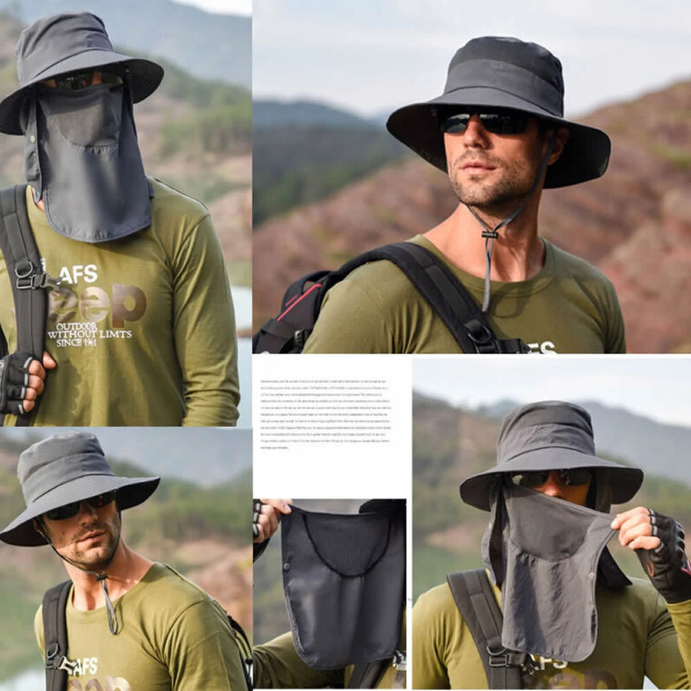 Summer Outdoor Hat Unisex UV Protection Cap Hats with Neck Flap