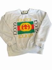Child Kids Gucci Logo Graphic Sweatshirt White Cotton 120/5 Crewneck