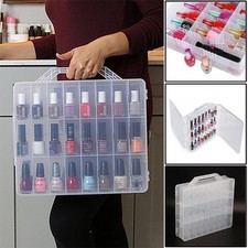 48 Lattice Plaid Nail Polish Case Holder Organize Storage Display Rack Clear