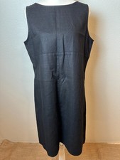J. Jill Solid Black 100% Linen Sleeveless Shift Dress Size 12P NWT