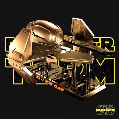 Eta 2 Actis Class Sculpture 3D Printed star wars two piece GREY - 8 in
