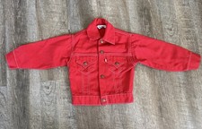Vintage Authentic "Little Levi s" Red Denim Trucker Jacket - YOUTH - SIZE 6