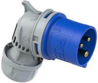 PCE TT Twist Cee-Winkelstecker, 16A, 3P, 6H, IP44, 230V, Schraublos, Blau (8013-