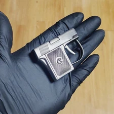 Pistol Shaped Gun Lighter FIRE Dark Gunmetal Tint, Mini Zip Gun -USA SHIP New