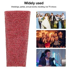 Microphone Handle Cover Glass Sparkly Bling Rhinestone Mic Decorative Sleeve