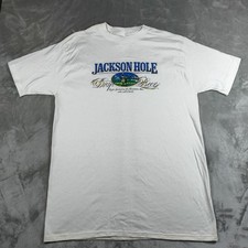 Vintage Jackson Hole Draft Beer Shirt Mens XL White Miller Single Stitch USA 80s