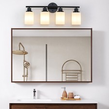 24" Modern Vanity Light Bathroom Mirror Wall Lamp Black 4 Lights Sconce Fixture