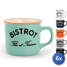 6x Teetassen Home Bistro Vintage aus Steinzeug sortiert Cc220