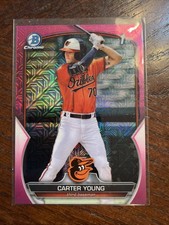 2023 Bowman Chrome #BCP-183 Carter Young Baltimore Orioles Pink Mojo /199