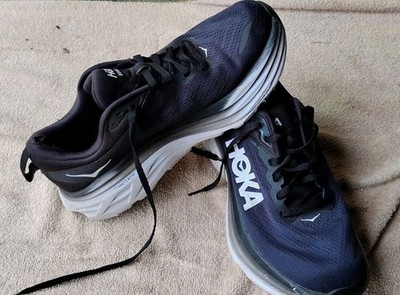 Hoka BONDI 8 ATHLETIC Shoes Men US 9.5B Lace-Up BLACK 