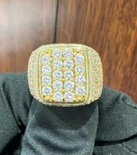 Deal 4.65CT GENUINE NATURAL DIAMOND SQUARE CUSHION MEN'S RING 14K YELLOW GOLD